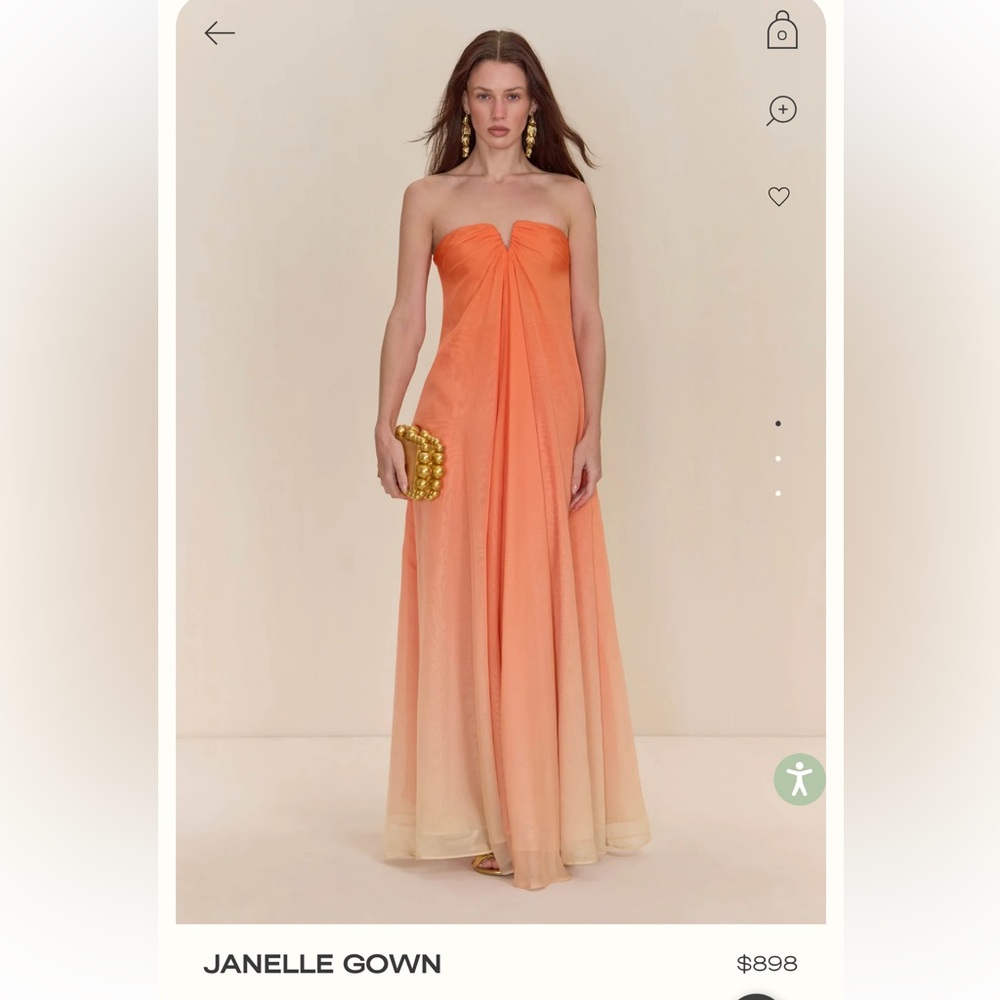 Cult Gaia Janelle Grown Elegant Orange Strapless Evening Gown
